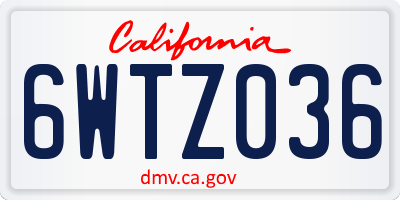 CA license plate 6WTZ036