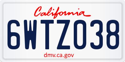 CA license plate 6WTZ038