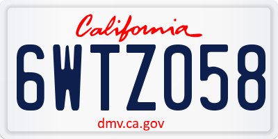 CA license plate 6WTZ058