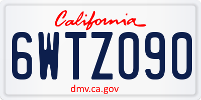 CA license plate 6WTZ090