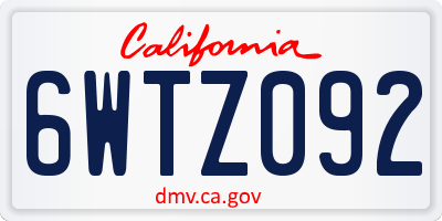 CA license plate 6WTZ092