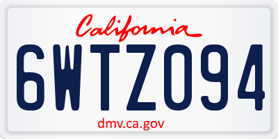 CA license plate 6WTZ094