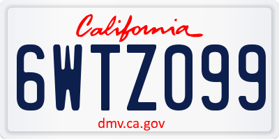 CA license plate 6WTZ099