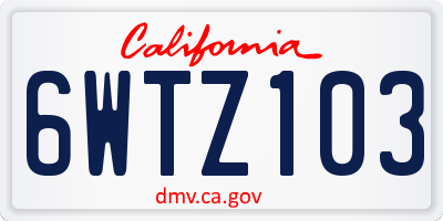 CA license plate 6WTZ103