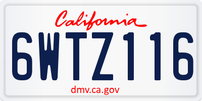 CA license plate 6WTZ116