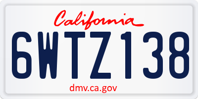 CA license plate 6WTZ138