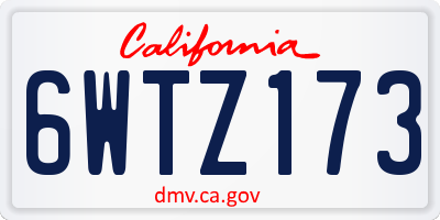 CA license plate 6WTZ173