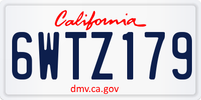 CA license plate 6WTZ179