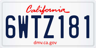 CA license plate 6WTZ181
