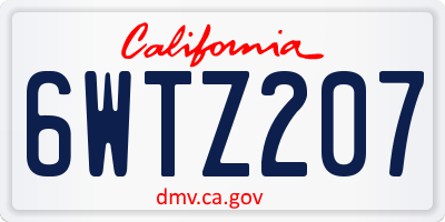 CA license plate 6WTZ207
