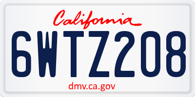 CA license plate 6WTZ208