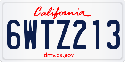 CA license plate 6WTZ213