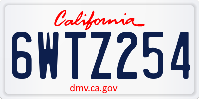CA license plate 6WTZ254