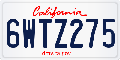 CA license plate 6WTZ275
