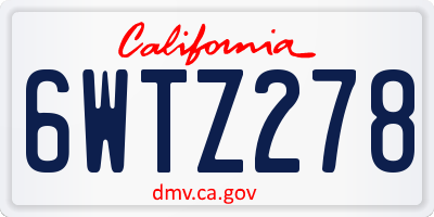 CA license plate 6WTZ278