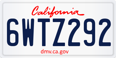 CA license plate 6WTZ292