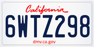 CA license plate 6WTZ298
