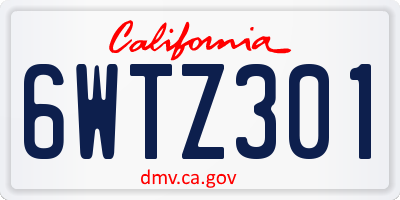 CA license plate 6WTZ301