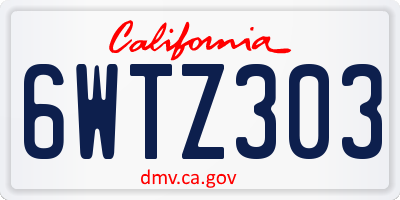 CA license plate 6WTZ303