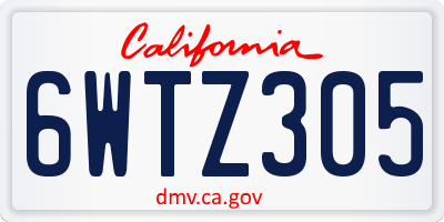 CA license plate 6WTZ305