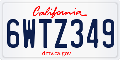 CA license plate 6WTZ349