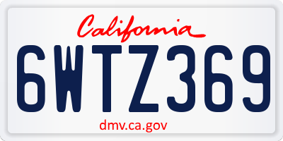 CA license plate 6WTZ369