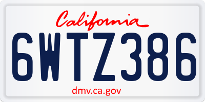 CA license plate 6WTZ386