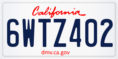 CA license plate 6WTZ402