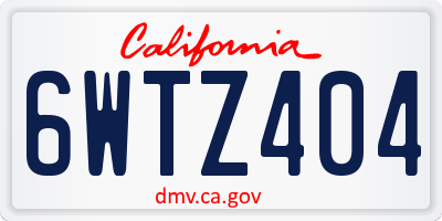 CA license plate 6WTZ404