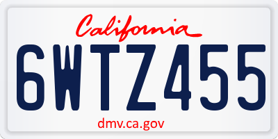 CA license plate 6WTZ455
