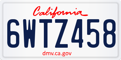 CA license plate 6WTZ458