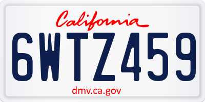 CA license plate 6WTZ459