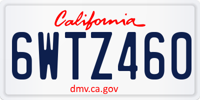 CA license plate 6WTZ460