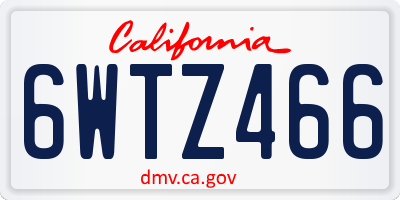 CA license plate 6WTZ466
