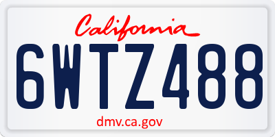 CA license plate 6WTZ488