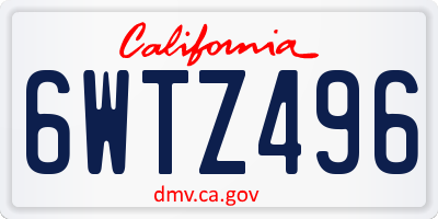 CA license plate 6WTZ496