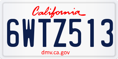 CA license plate 6WTZ513