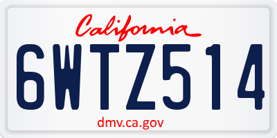 CA license plate 6WTZ514