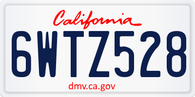 CA license plate 6WTZ528