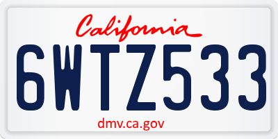 CA license plate 6WTZ533