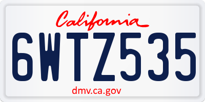 CA license plate 6WTZ535