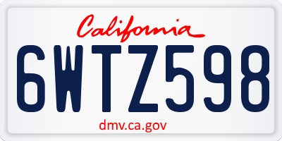CA license plate 6WTZ598