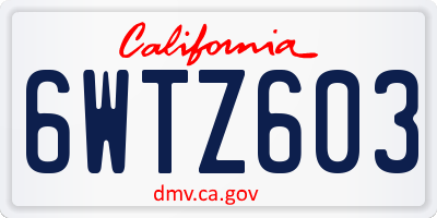 CA license plate 6WTZ603