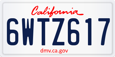 CA license plate 6WTZ617