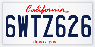 CA license plate 6WTZ626