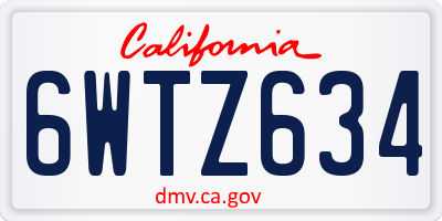 CA license plate 6WTZ634