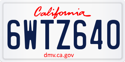 CA license plate 6WTZ640