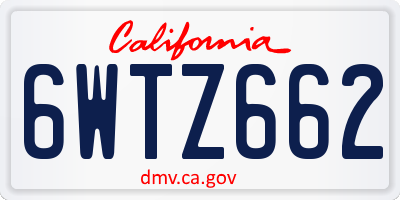 CA license plate 6WTZ662