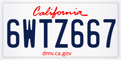 CA license plate 6WTZ667