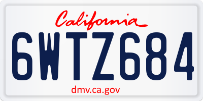 CA license plate 6WTZ684